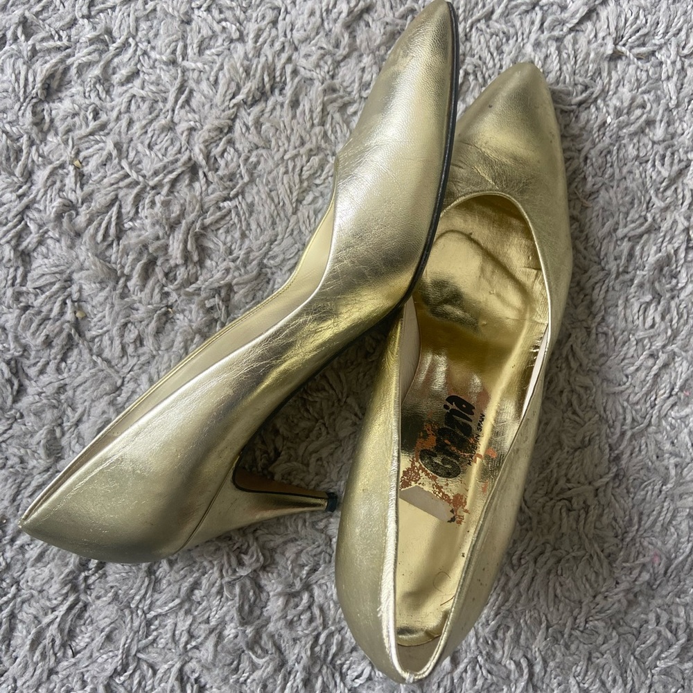 Real leather gold pumps ingledew’s